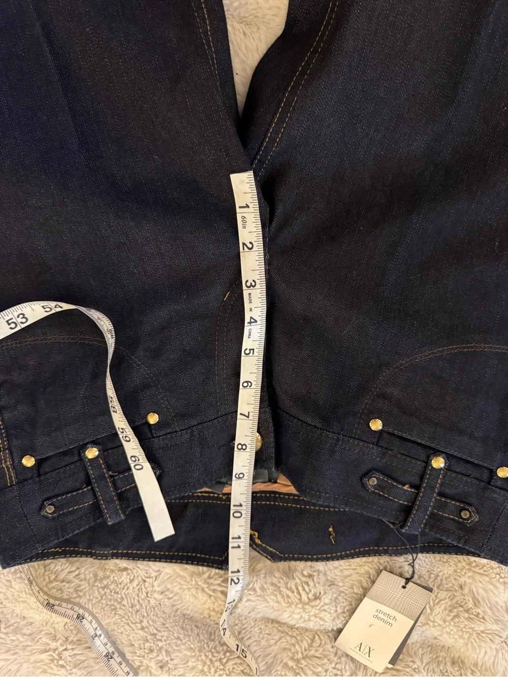 Armani Exchange Womens Boot Cut Jeans in Dark Navy with Gold Hardware
